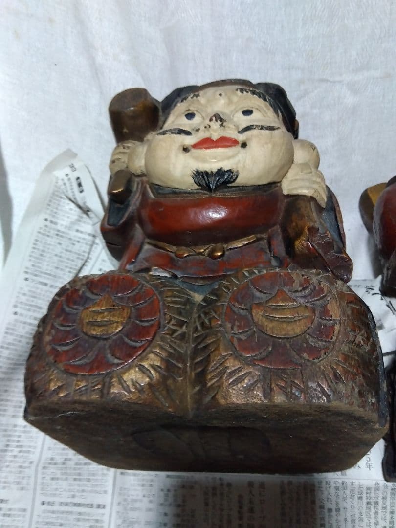 ♪大きな恵比寿大黒　彩色　いたみがあります。