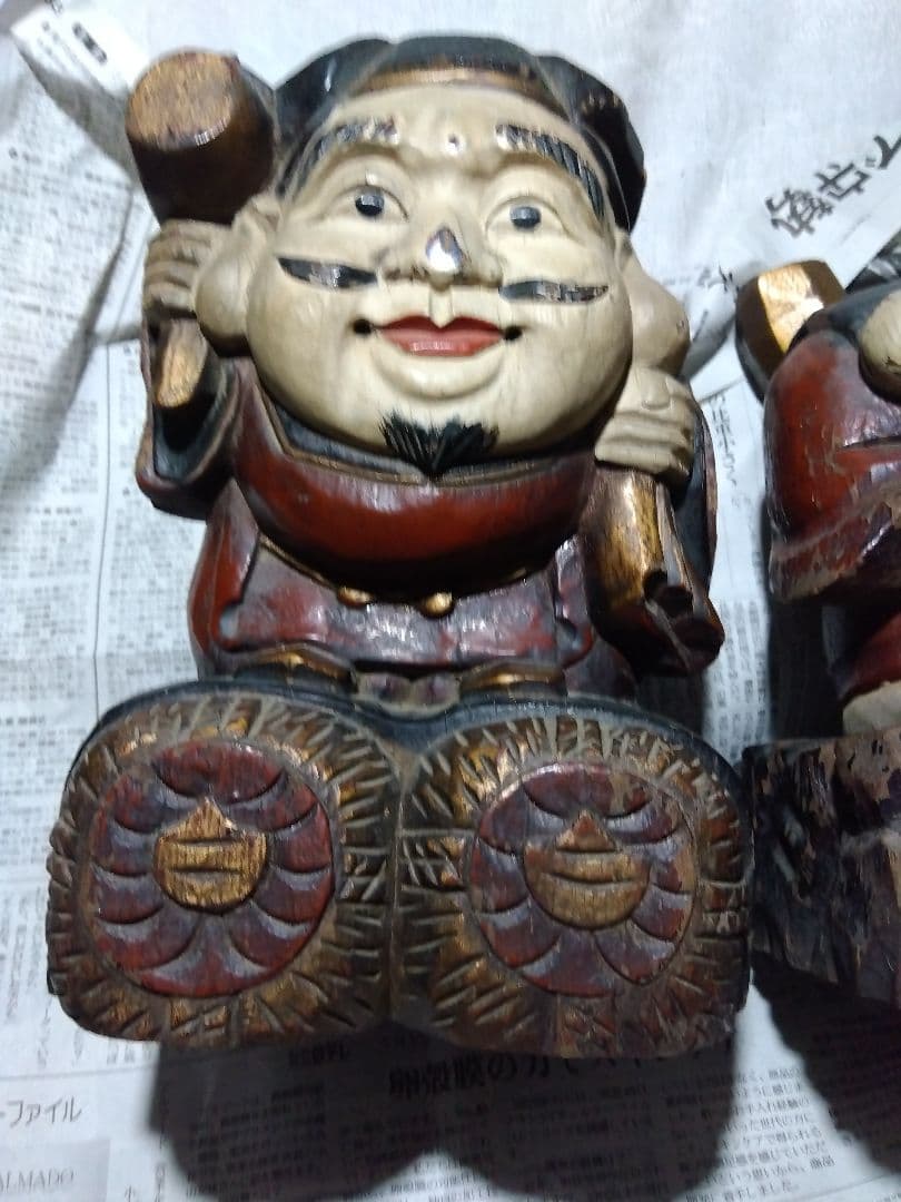 ♪大きな恵比寿大黒　彩色　いたみがあります。