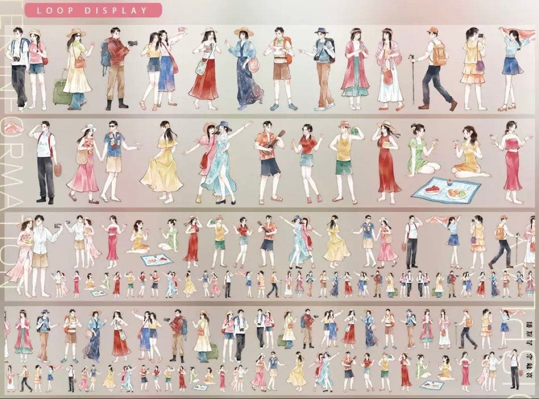 海外マスキングテープ巻売り 去度暇 人物マスキングテープ風景マステ