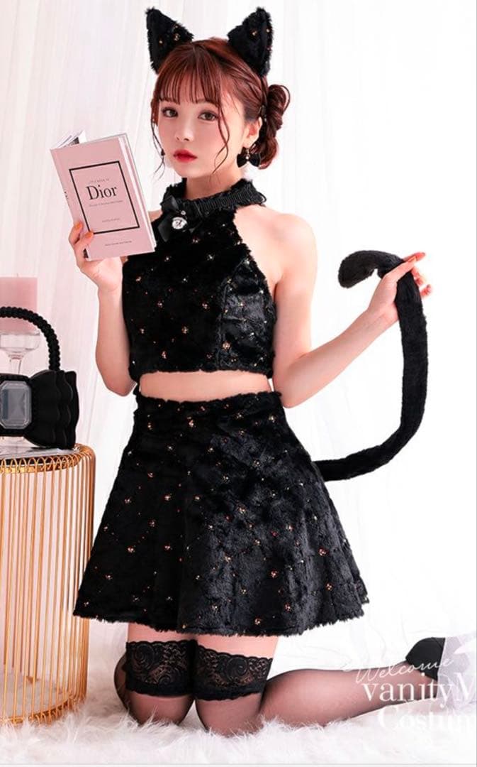 vanitime 猫耳付きセクシーセットアップ 黒　コスプレ