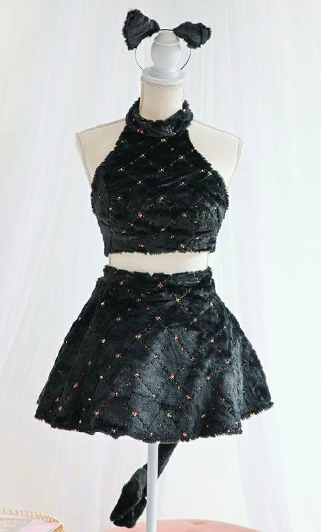 vanitime 猫耳付きセクシーセットアップ 黒　コスプレ