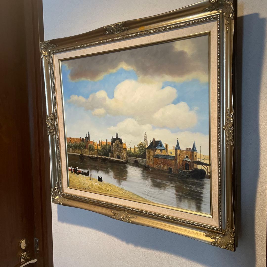 フェルメール　デルフトの眺望複製画　額縁