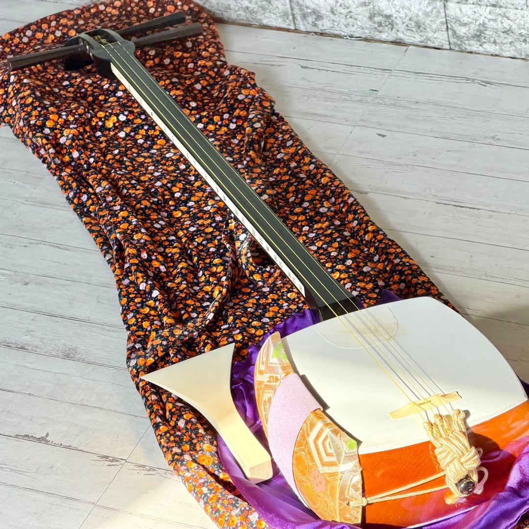 中棹一本継三味線 紫檀・紅木 樹脂撥付 地唄等