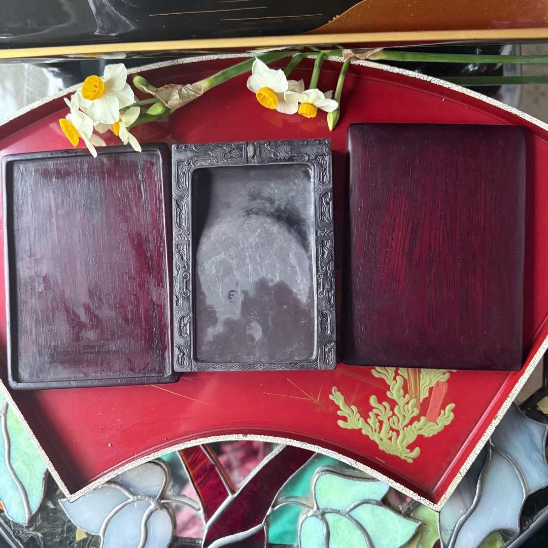 大雪特価‼️新春期間限定‼️不世出の名品‼️旧家蔵出端渓硯『古松❌瀧　硯』」唐木箱1点