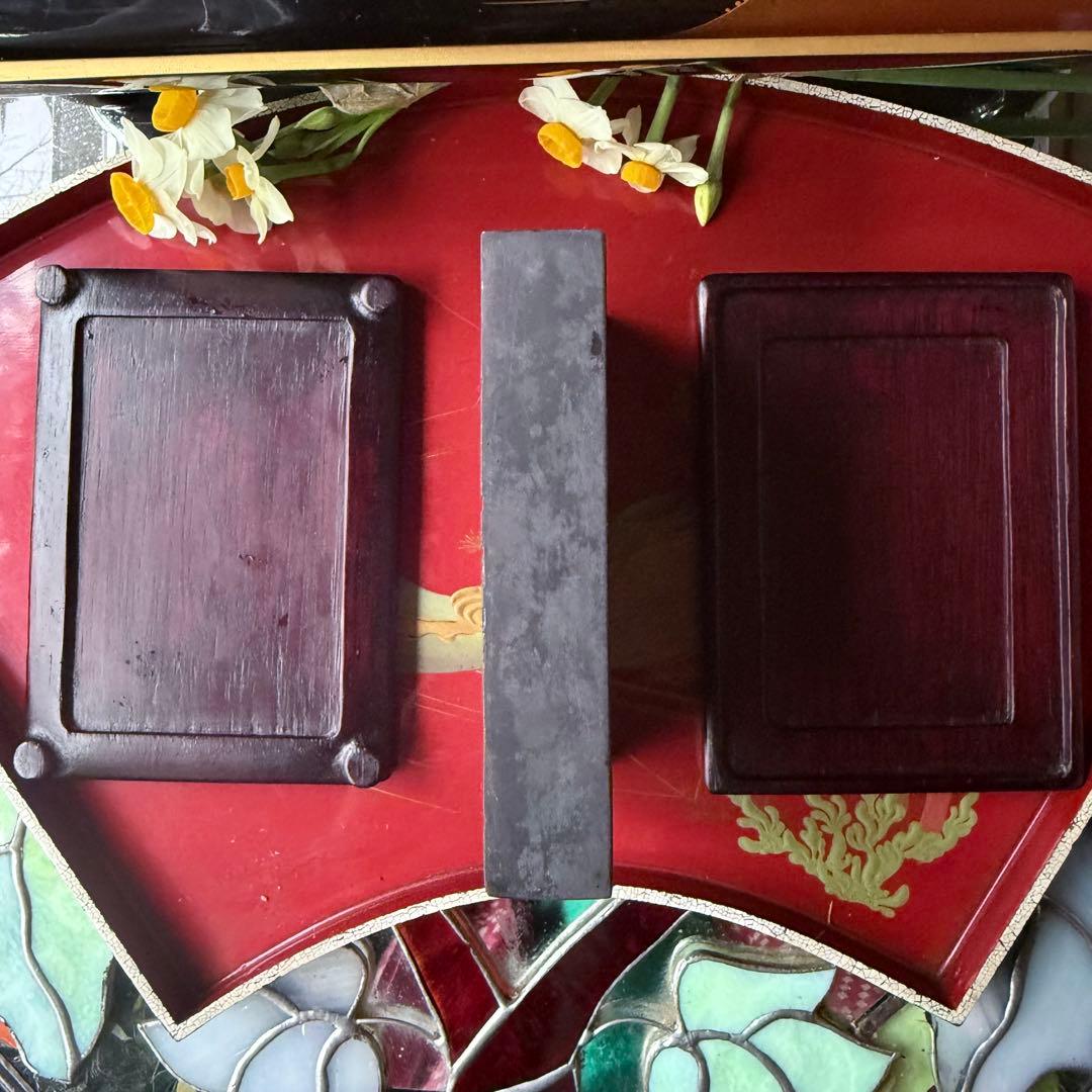 大雪特価‼️新春期間限定‼️不世出の名品‼️旧家蔵出端渓硯『古松❌瀧　硯』」唐木箱1点