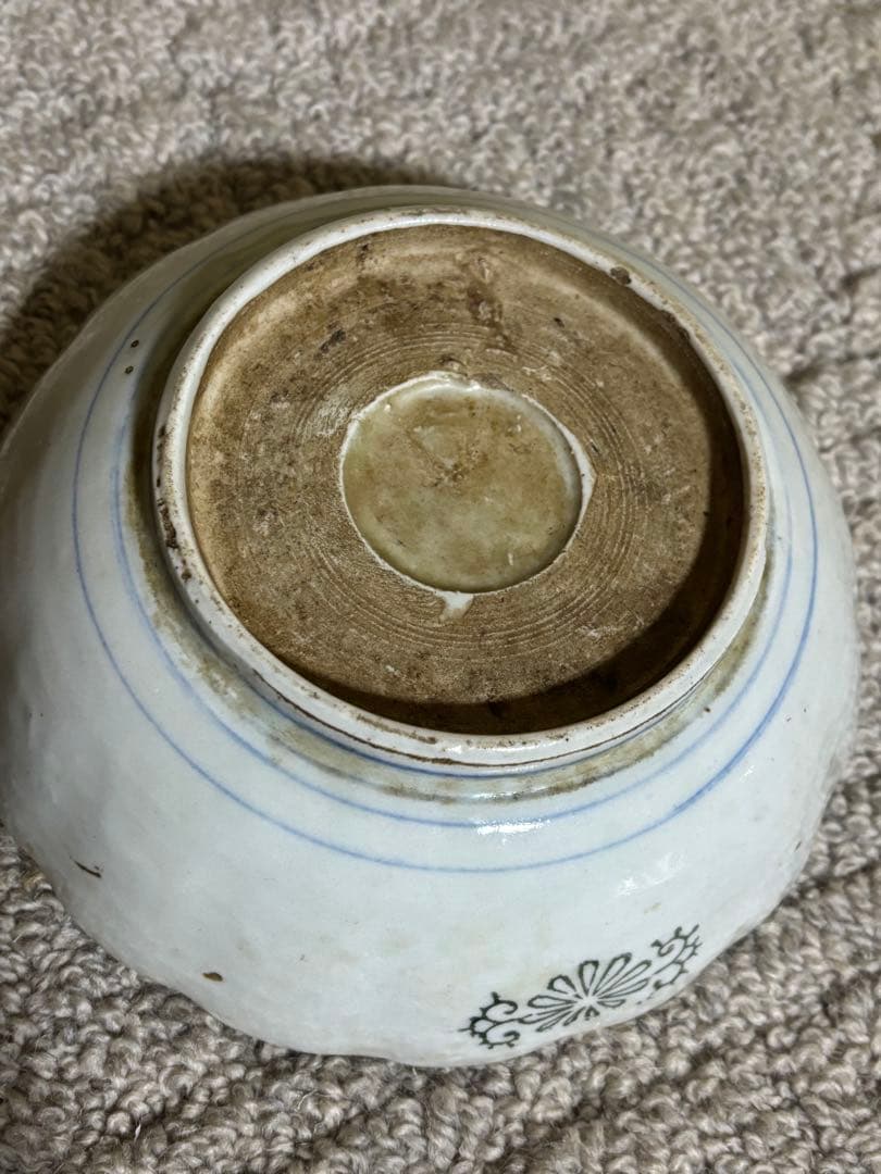 古伊万里 江戸中期〜後期 色絵柘榴文菊花形 草花文 なます皿 手描き 染付 希少