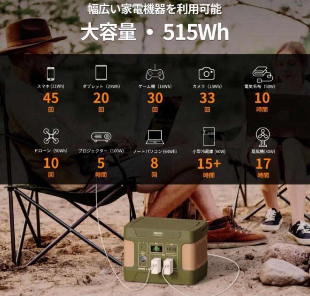 全新品ポータブル電源-515Wh/160938mAh