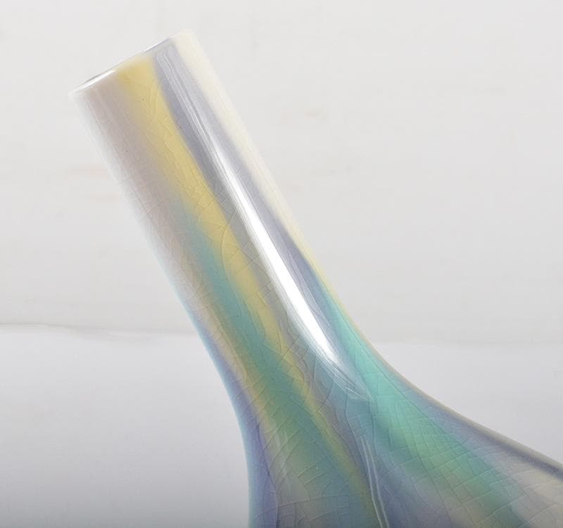 九谷焼　四代　徳田八十吉作　彩釉　一輪挿し　花入れ　共箱　D　R5100