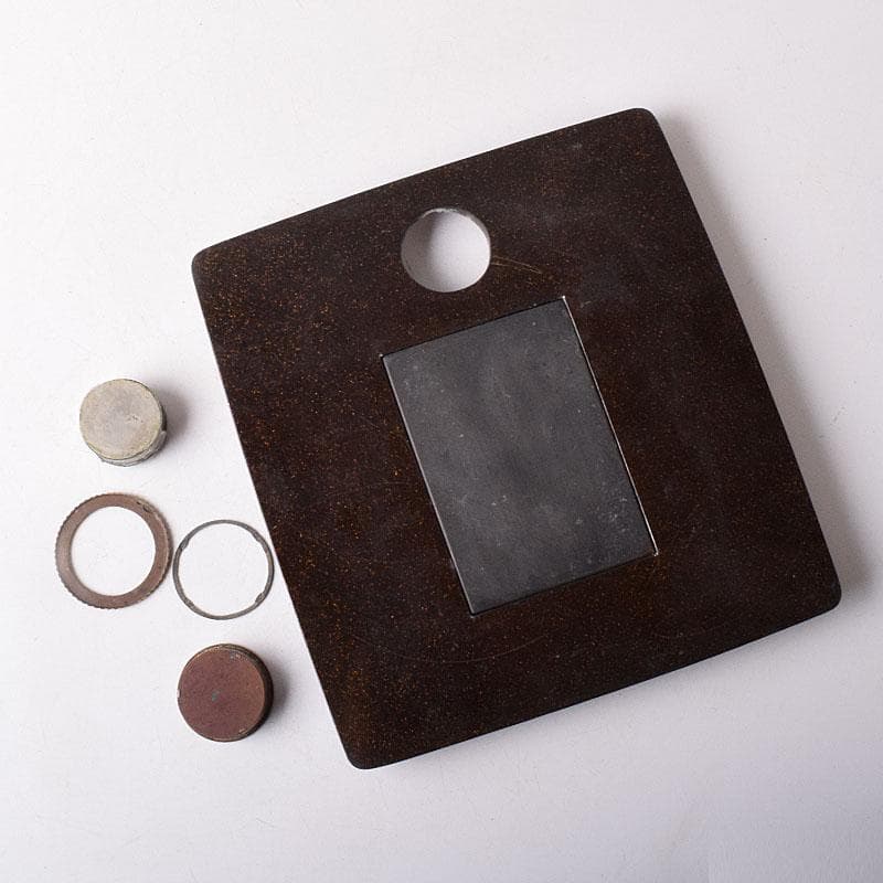 書道具　黒漆　囲碁文　硯箱　水滴・硯・時代箱付　D　R8750