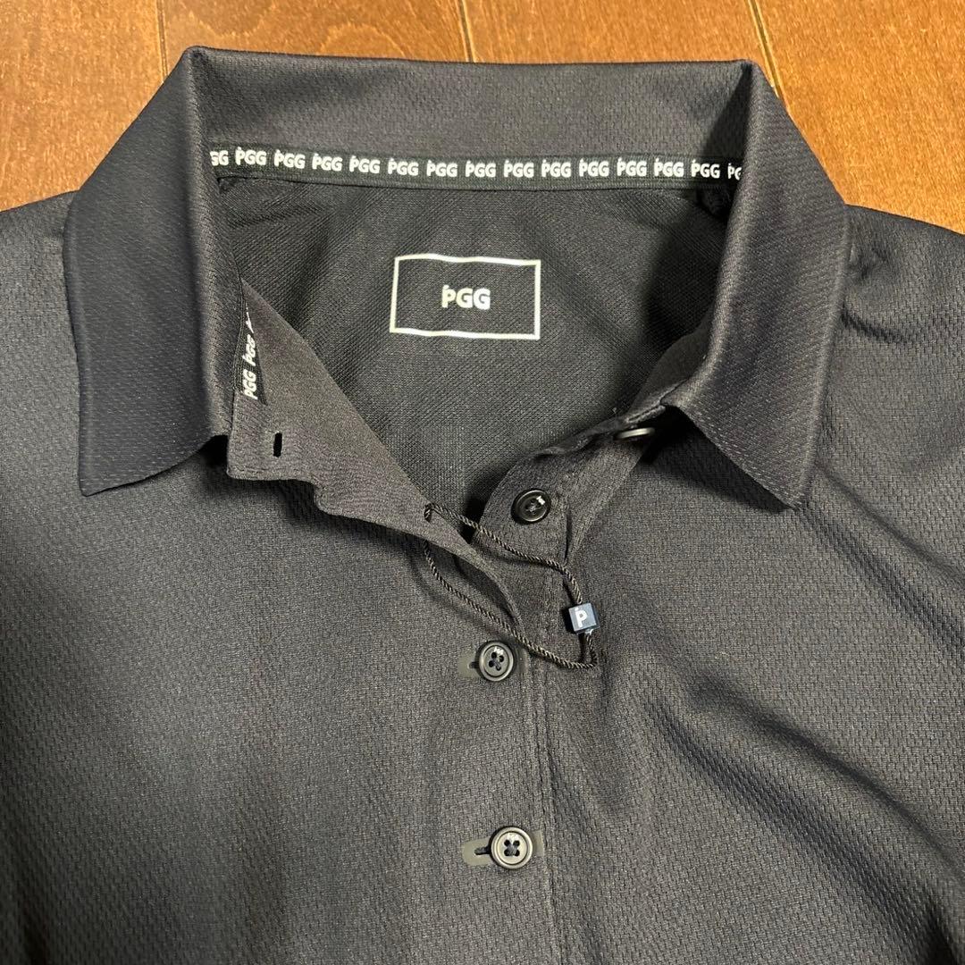 パーリーゲイツ　PGG ポリエステルメッシュポロシャツブラックサイズ1