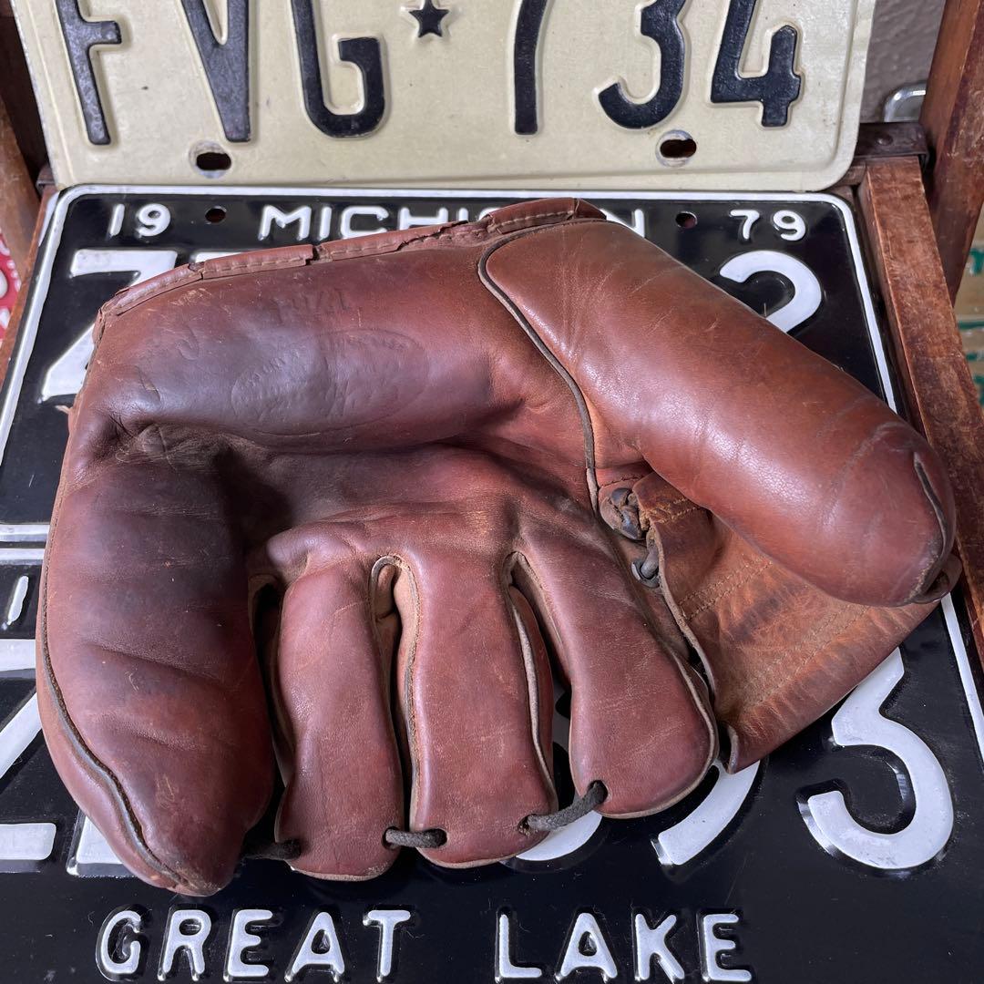 40s〜50sOLDアメリカアンティーク野球グローブ本革レザーUSAヴィンテージ