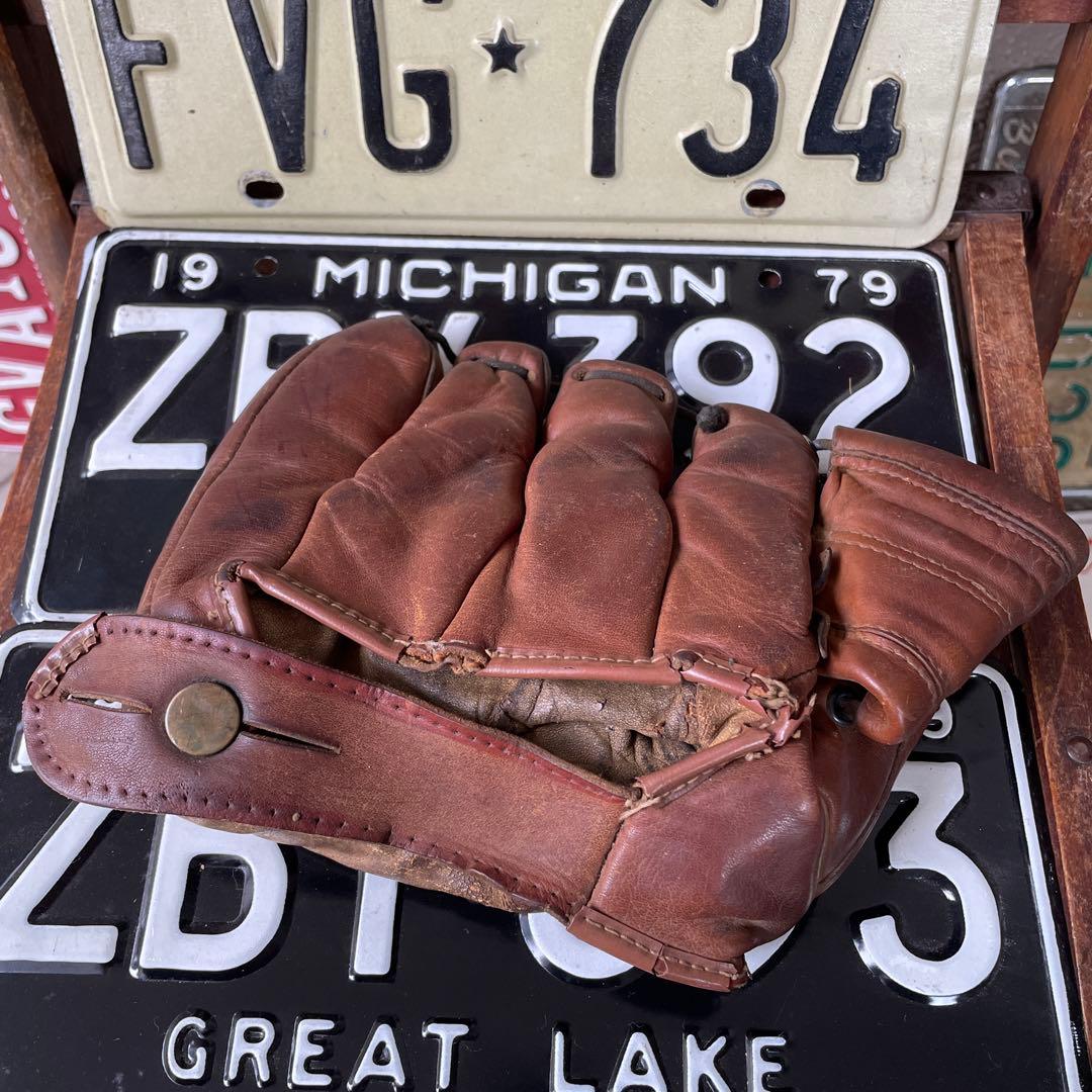 40s〜50sOLDアメリカアンティーク野球グローブ本革レザーUSAヴィンテージ