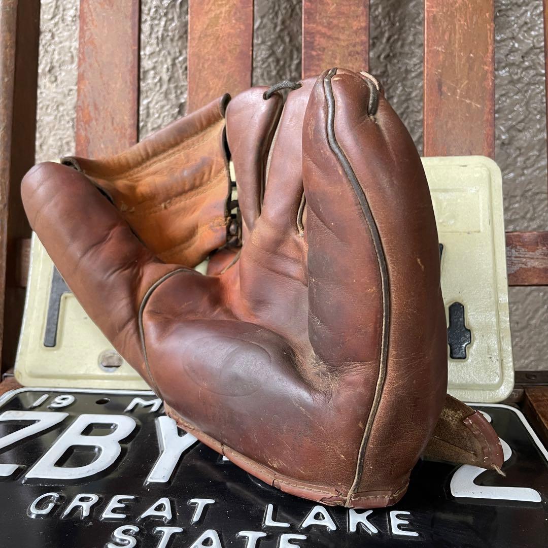 40s〜50sOLDアメリカアンティーク野球グローブ本革レザーUSAヴィンテージ