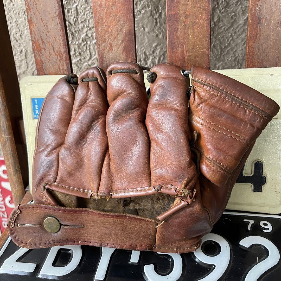 40s〜50sOLDアメリカアンティーク野球グローブ本革レザーUSAヴィンテージ