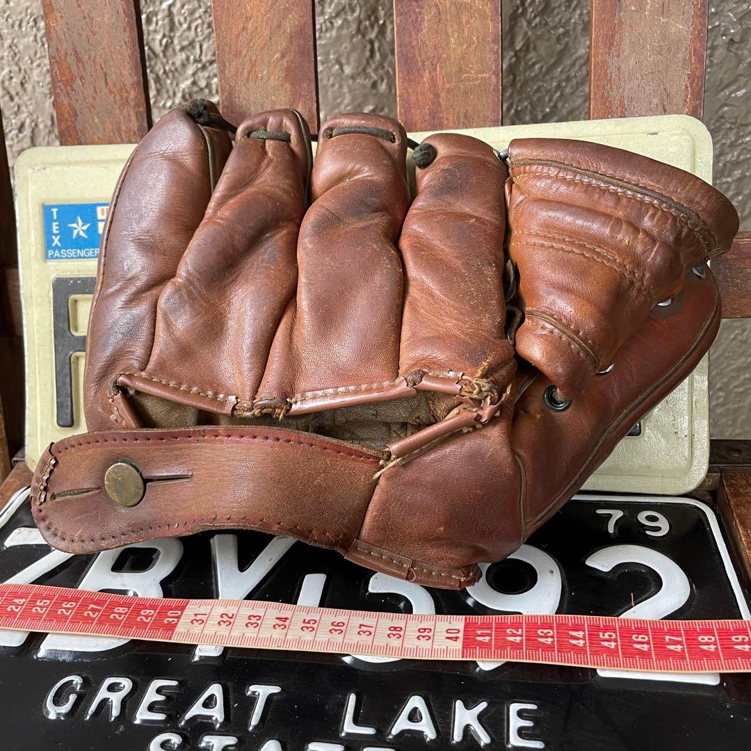 40s〜50sOLDアメリカアンティーク野球グローブ本革レザーUSAヴィンテージ