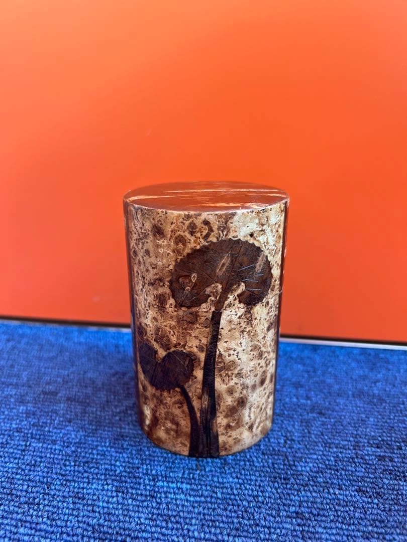 1242  桜皮細工  茶筒  木地　本けやき