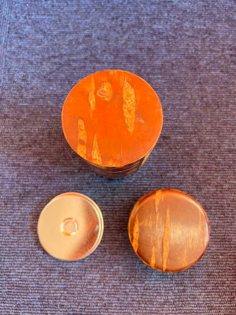 1242  桜皮細工  茶筒  木地　本けやき