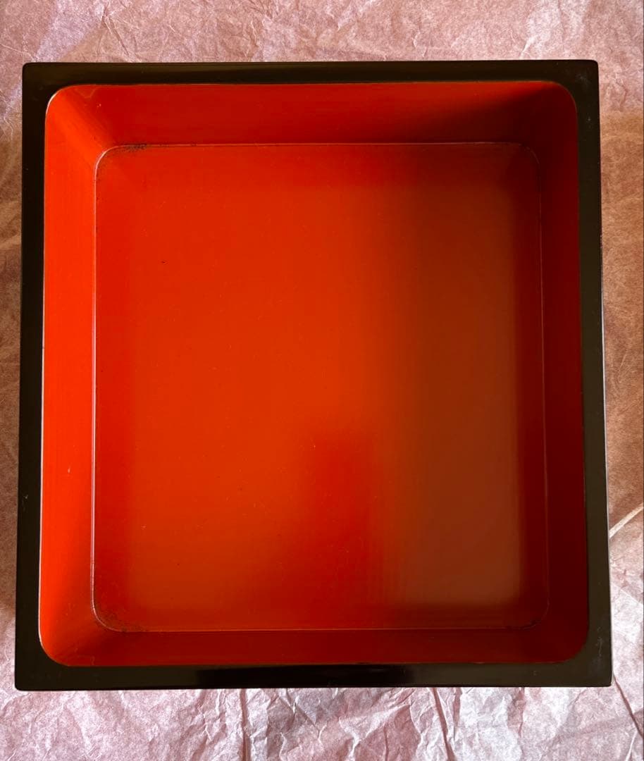 輪島塗 三段重箱 内朱 木箱入り 未使用 蔵整理 松竹梅