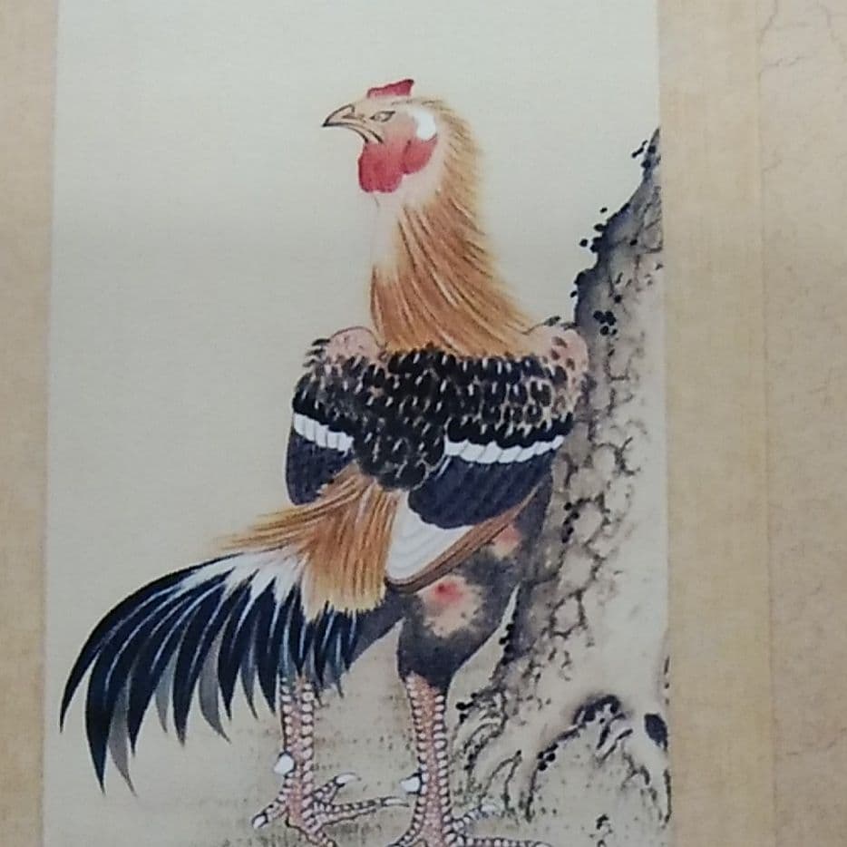 掛け軸 古い！縁起物勝負ドリ