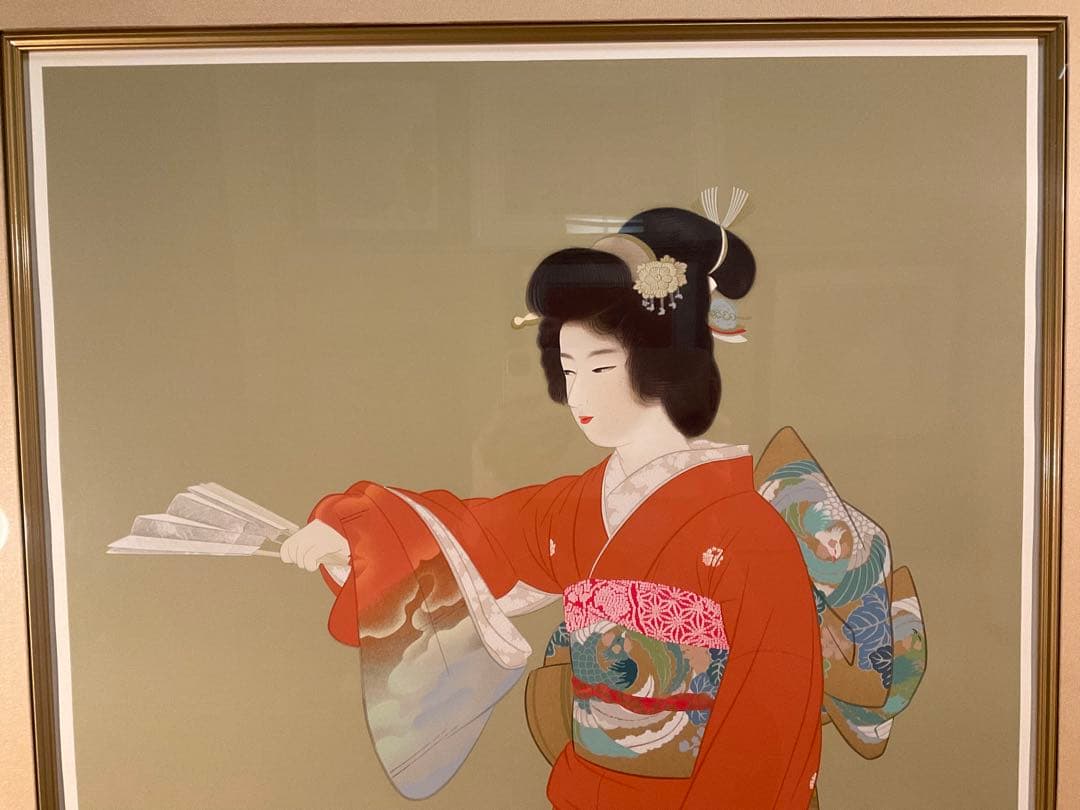 上村松園　「序の舞」　シルクスクリーン　落款・エディション・作品証明シール有り