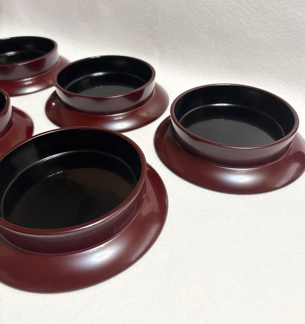 山田平安堂 漆器 高台菓子皿 銘々皿 5客揃 和食器 茶道具 菓子器 盛皿 漆