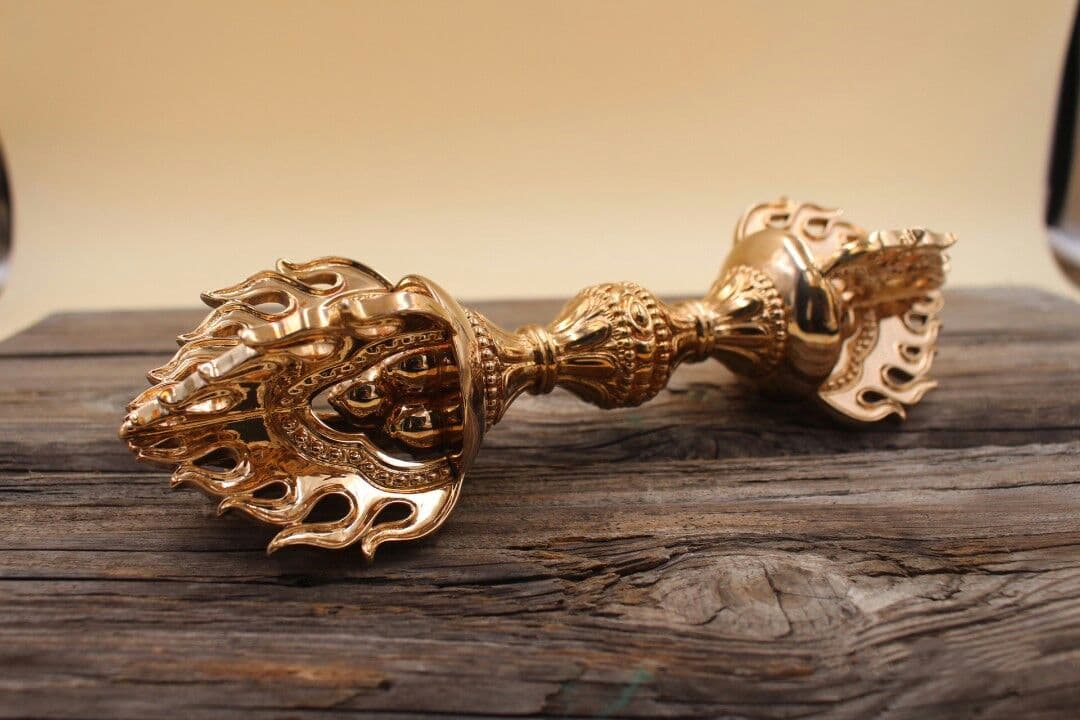 密教法器 宝珠金剛杵 仏教法具 真鍮製 vajra 22cm