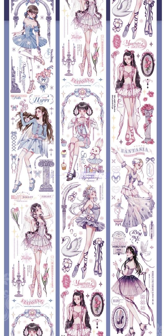 ✩再販✩J769＃足尖轻舞(贝壳光)切り売り海外人物マステ女の子