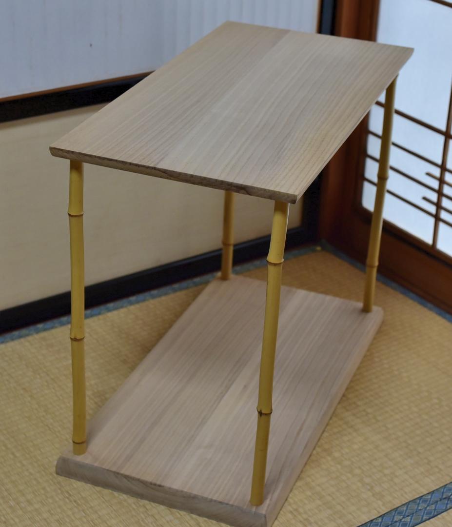 竹台子、組立式【極上品】飾り棚お茶道具／共箱