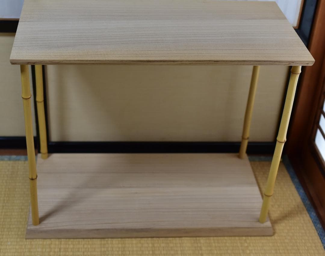 竹台子、組立式【極上品】飾り棚お茶道具／共箱