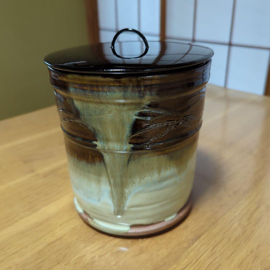 茶道具　水指　(塗蓋)　加藤春永　朝鮮唐津