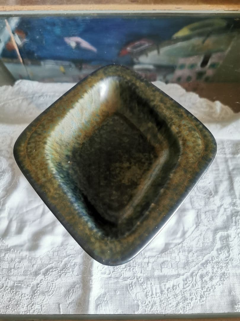 北欧スウェーデン ヴィンテージ 鉛青錆色の美しいロンバス深皿 グンナーニールンド
