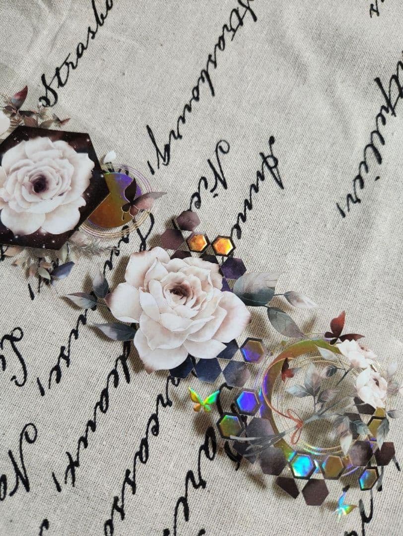 コラージュ マステ 海外 和柄 花 装飾 1ループ 切売り おすそ分け