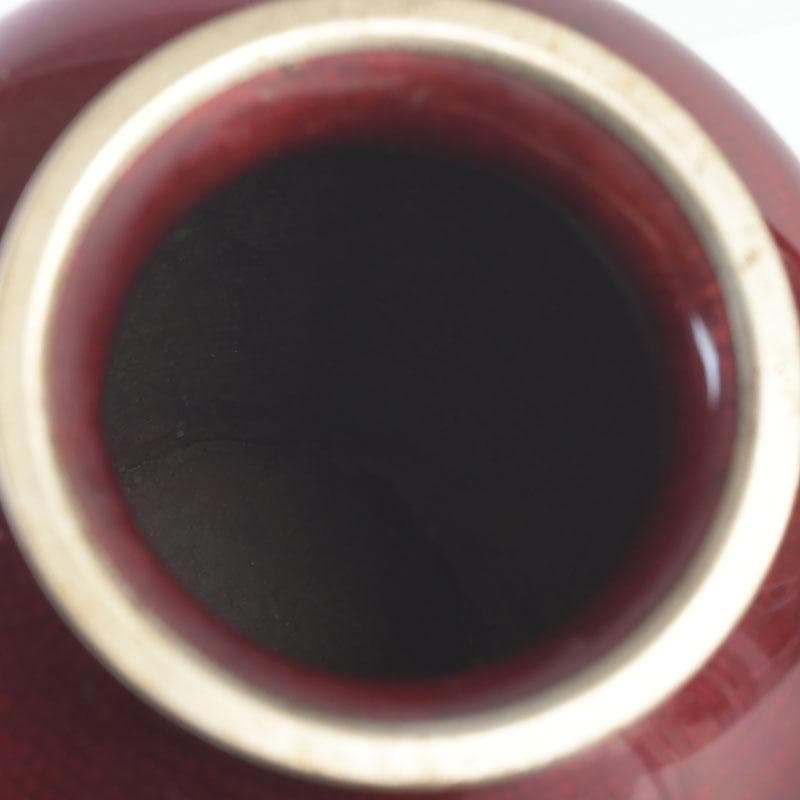 七宝焼　CLOISONNE刻印　赤透四君子文　花瓶　V　9875