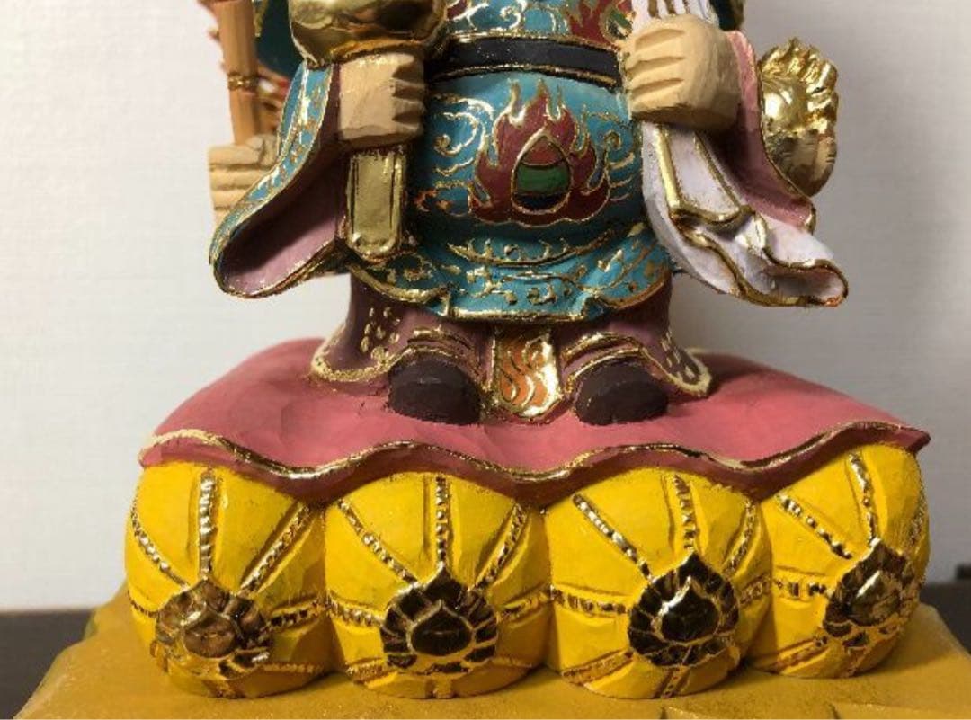 三面大黒天　仏像木彫り 桧木　新品 22cm