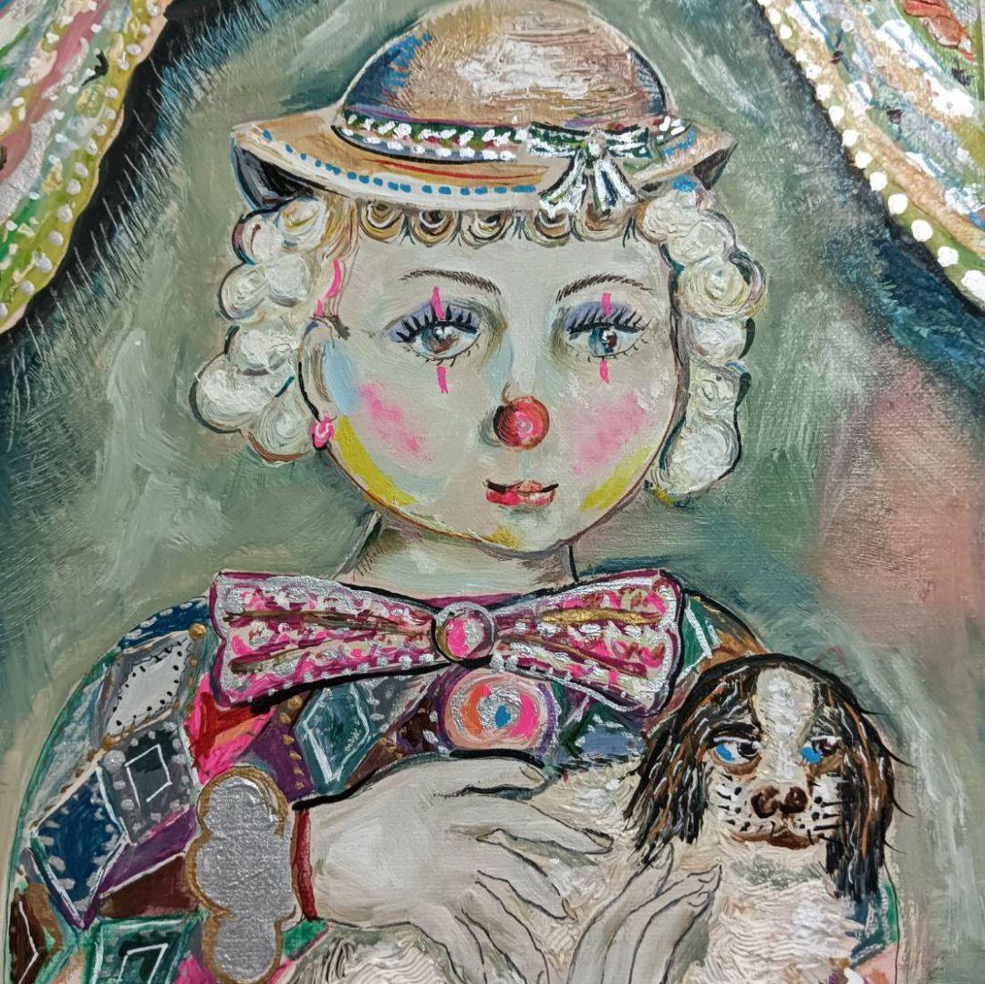 小澤勇寿郎　ピエロの子　美品の油絵