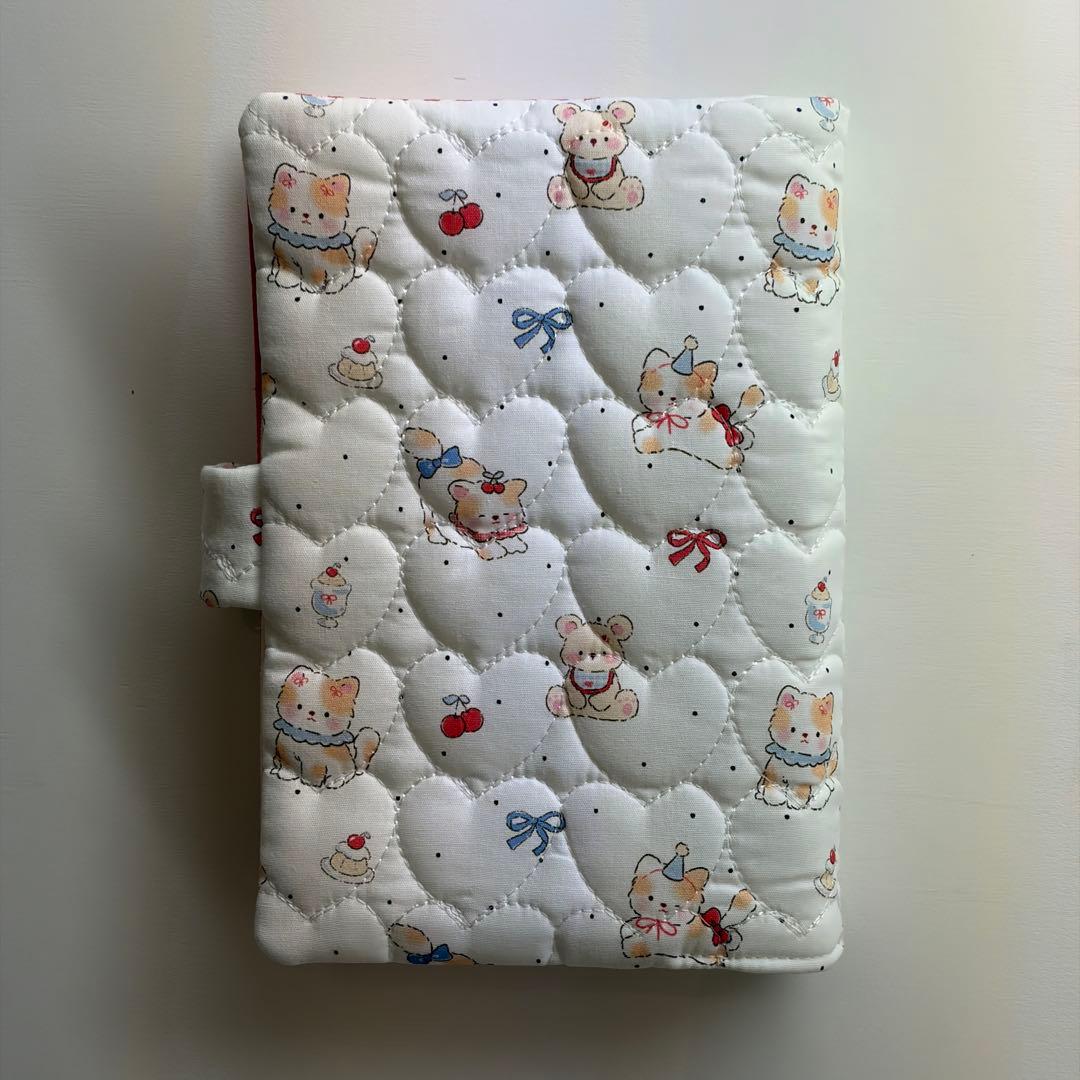 バインダーカバー　ハートレトロ柄　A6 韓国　貯金