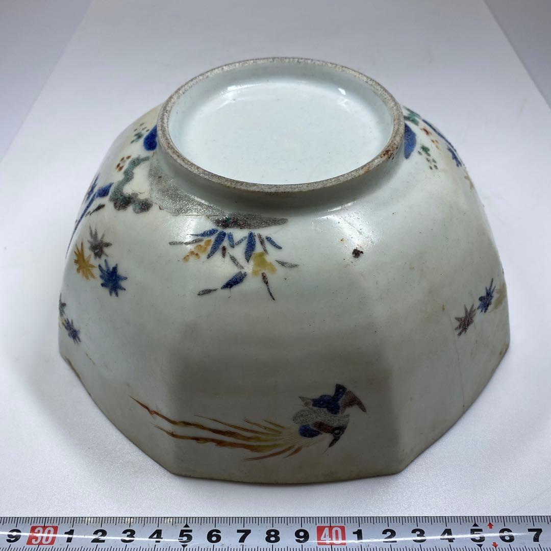 専用　江戸中期　柿右衛門八角鉢　幅約21.5㎝　東Y7-0312③タカチ