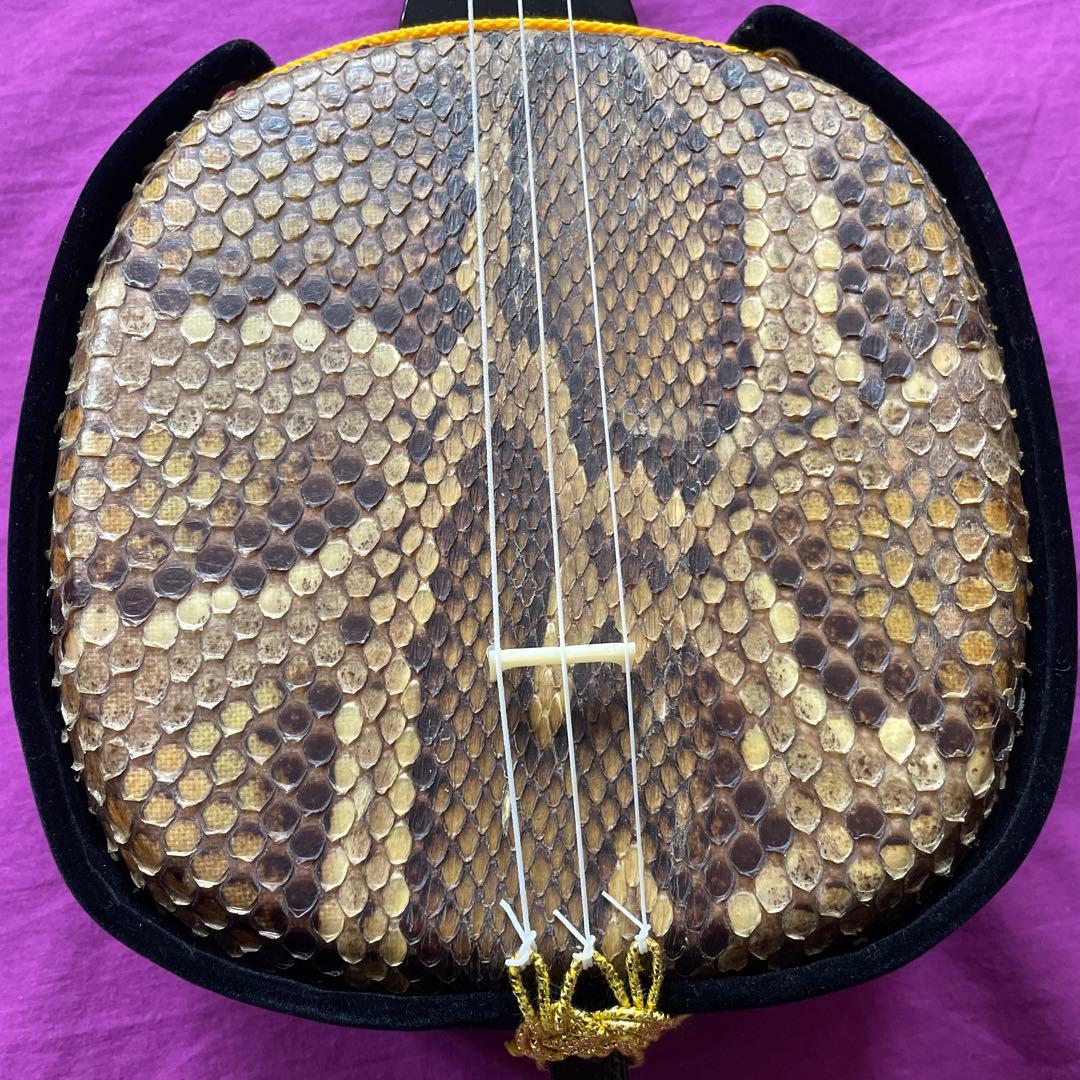 三線本体 ヘビ革 ケース付き