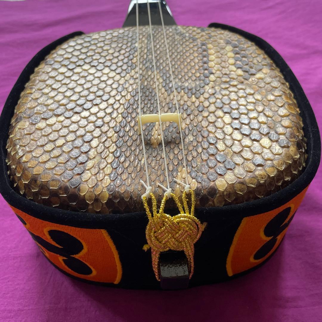 三線本体 ヘビ革 ケース付き