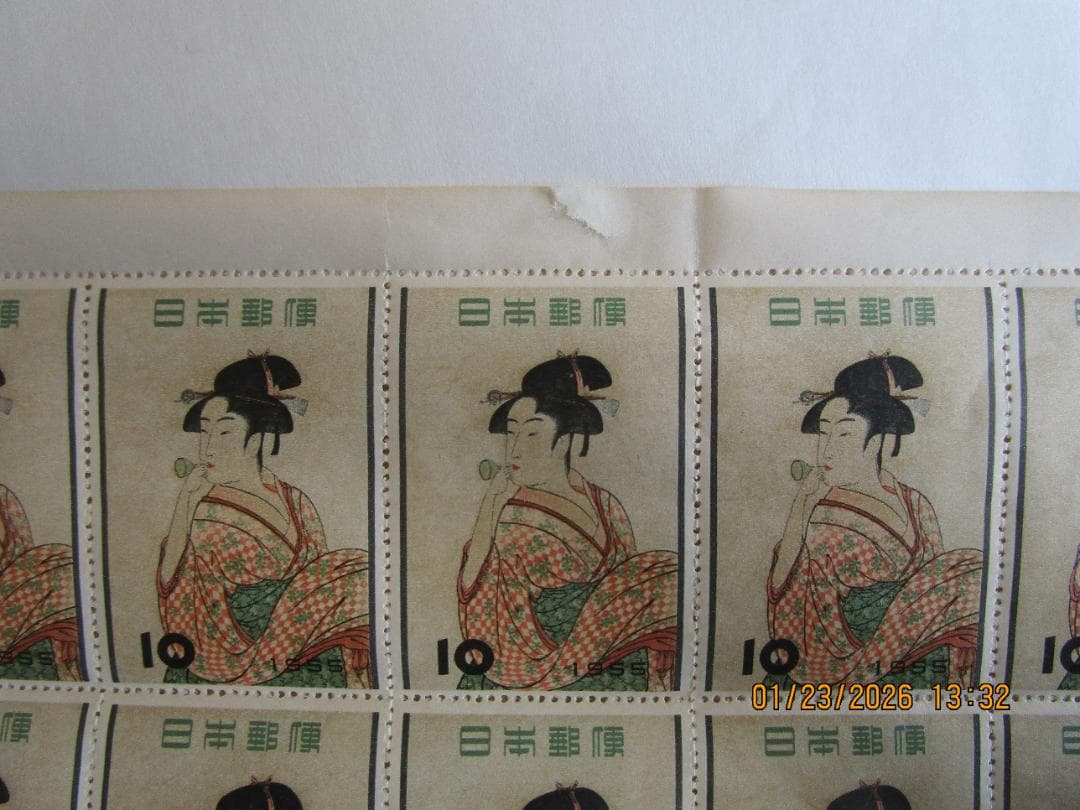 月に雁　身帰り美人　ビードロ　写楽　まりつき　5シート