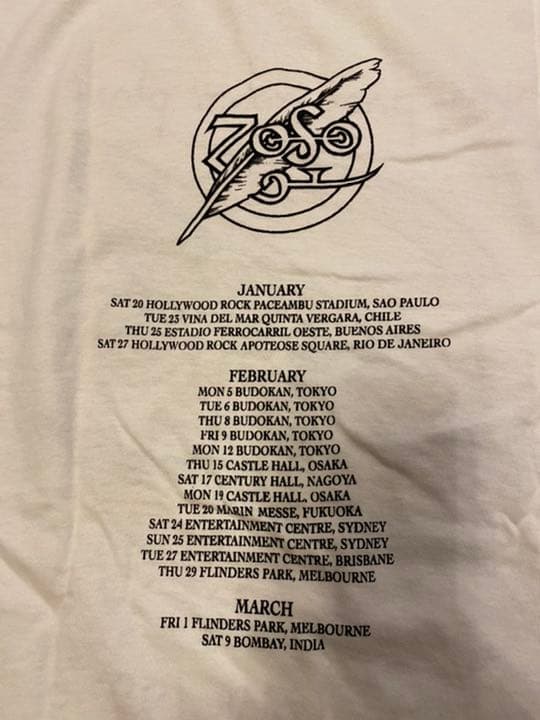 JIMMY PAGE ROBERT PLANT TOUR 1995/6 Tシャツ