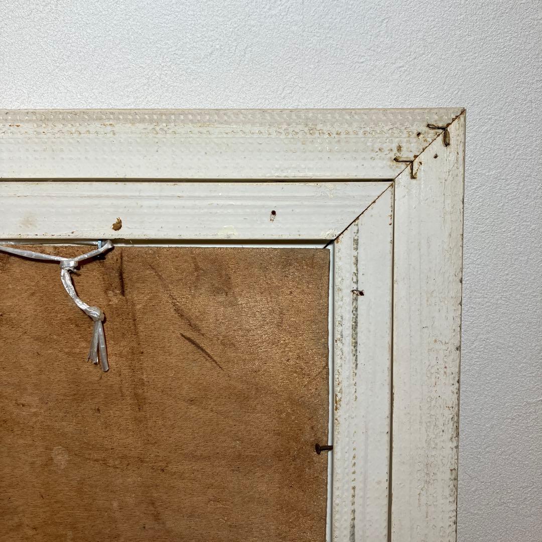 昭和レトロ 風景画 油彩画 肉筆画 水郷の街並み 額装 油絵 アンティーク