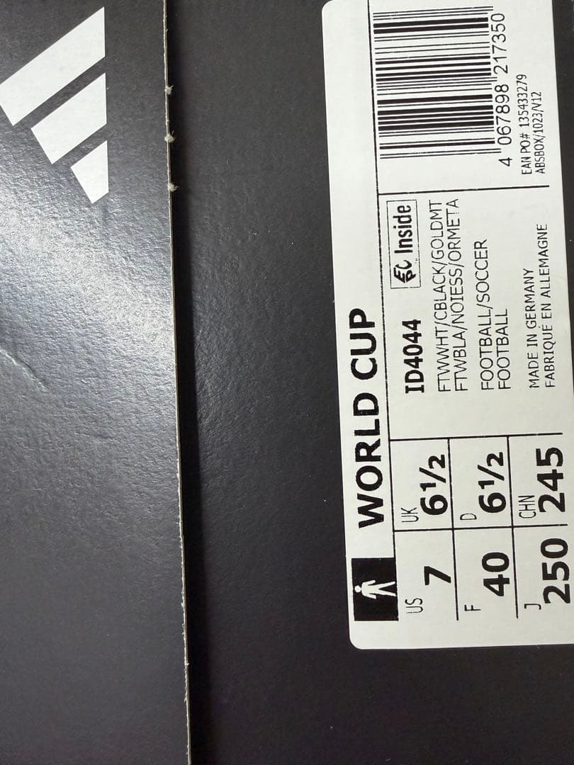 adidasスパイク ワールドカップ　25cm