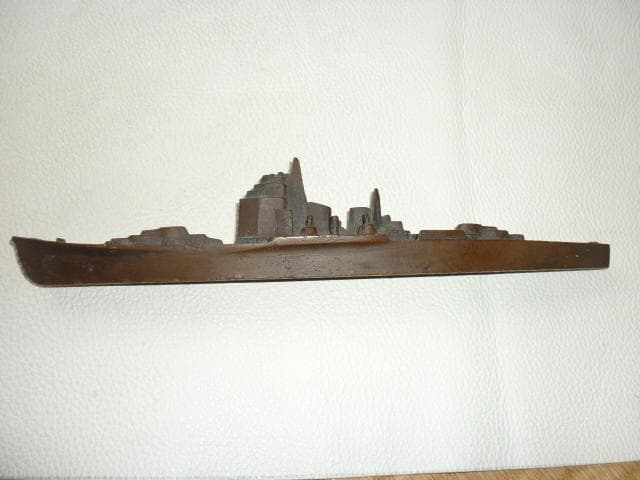 ◆1936年◆昭和十一年特別大演習観艦式記念 横須賀海軍工廠造機部製 軍艦文鎮