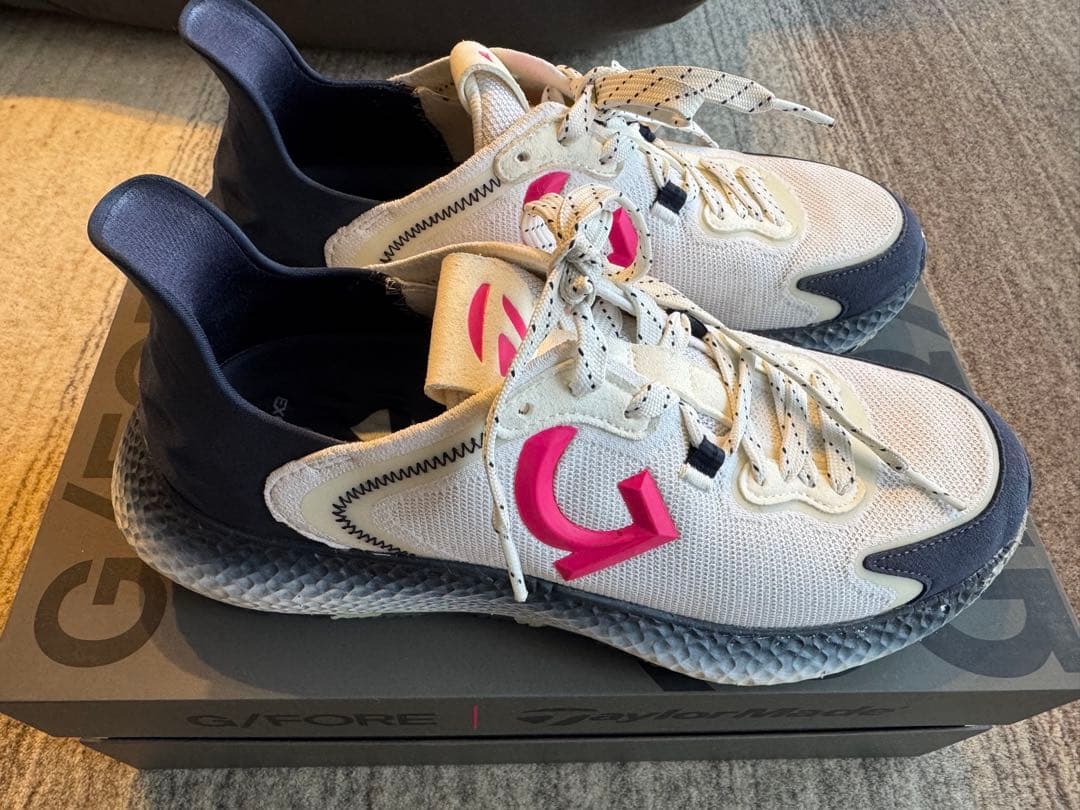 G/FORE taylormadeコラボシューズ ホワイト/ネイビー/ピンク