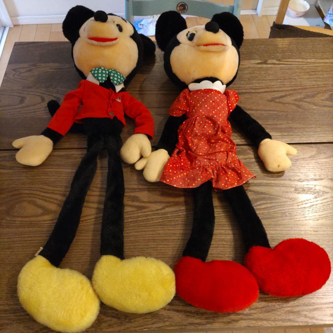 ディズニー　レトロ　大型ミッキー ミニー ぬいぐるみ
