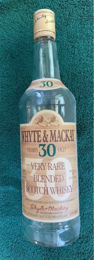 希少Whyte＆Mackay30年 ボトル空瓶 旧デザインラベル
