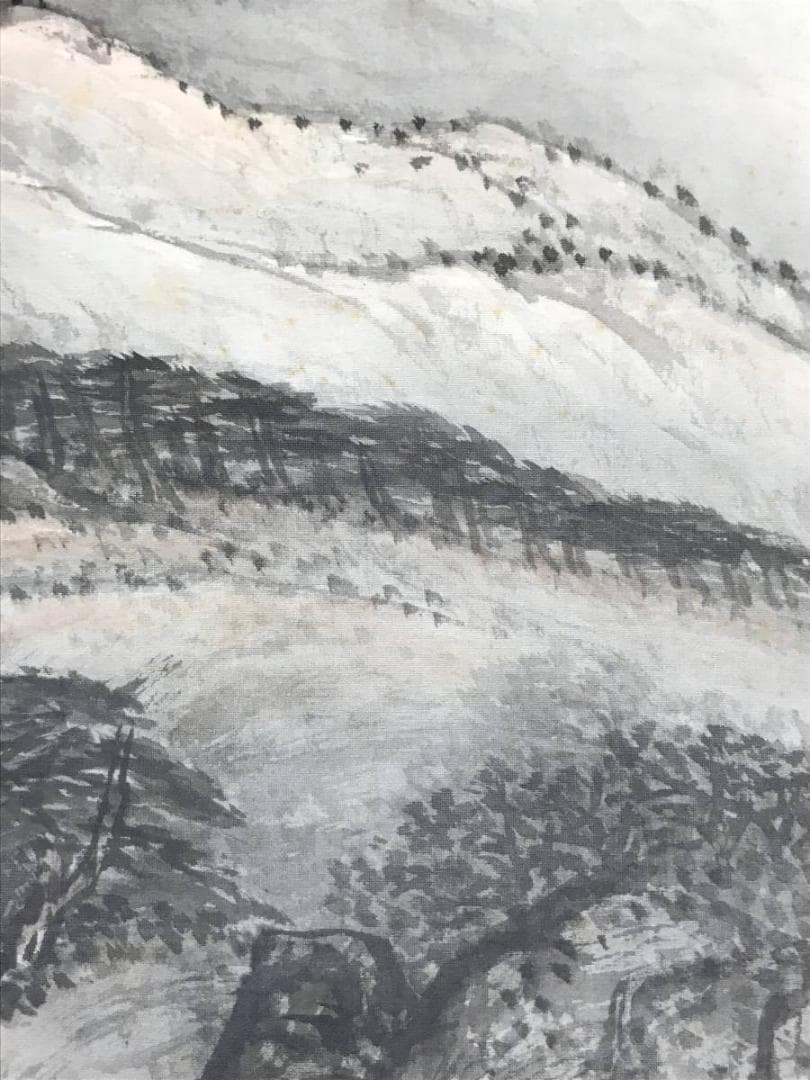 【真作】河野秋邨/山家図/山水図/横物/掛軸/名家伝来/AC-678