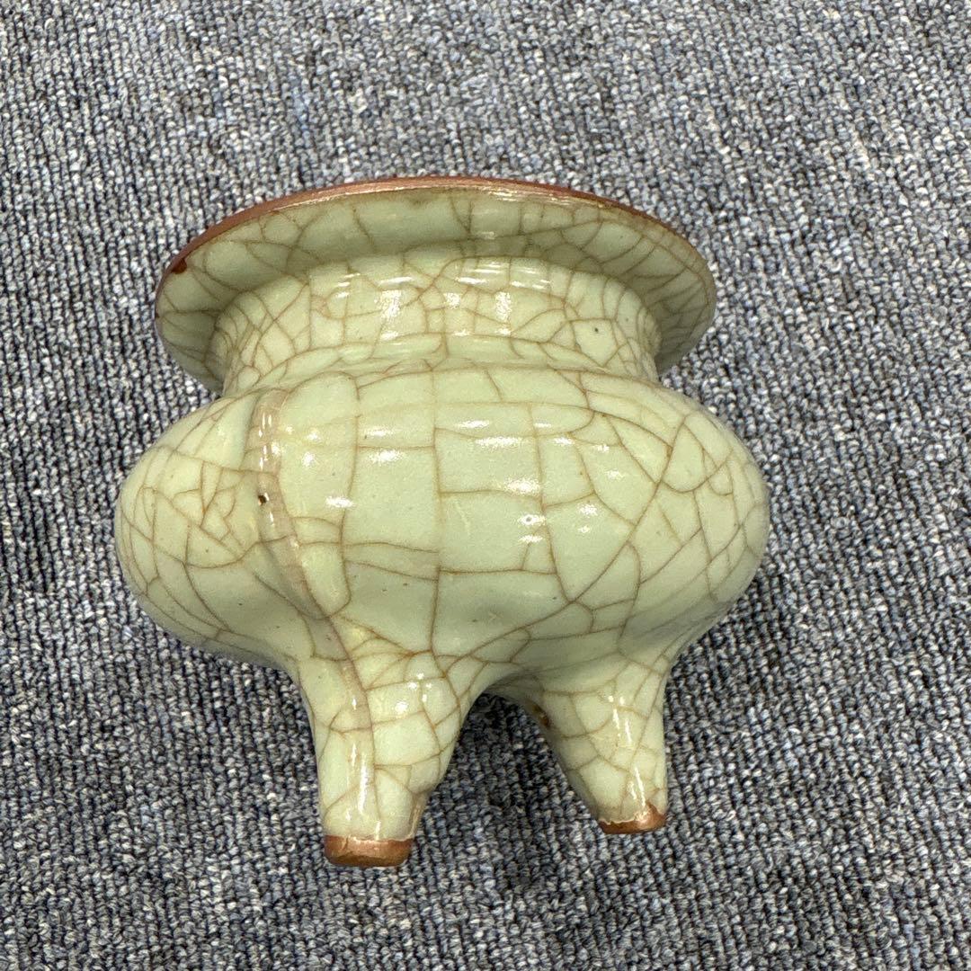 中国古美術・宋代 哥窯 双耳炉 灰青釉・観賞用・香炉・装飾品・縁起物・文房置物