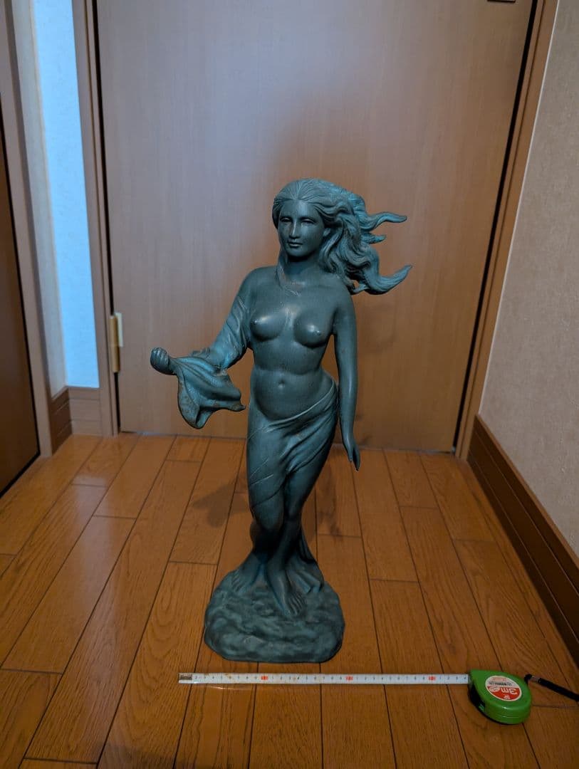 青緑色のブロンズ製女性像マーメイド人魚 約70cm